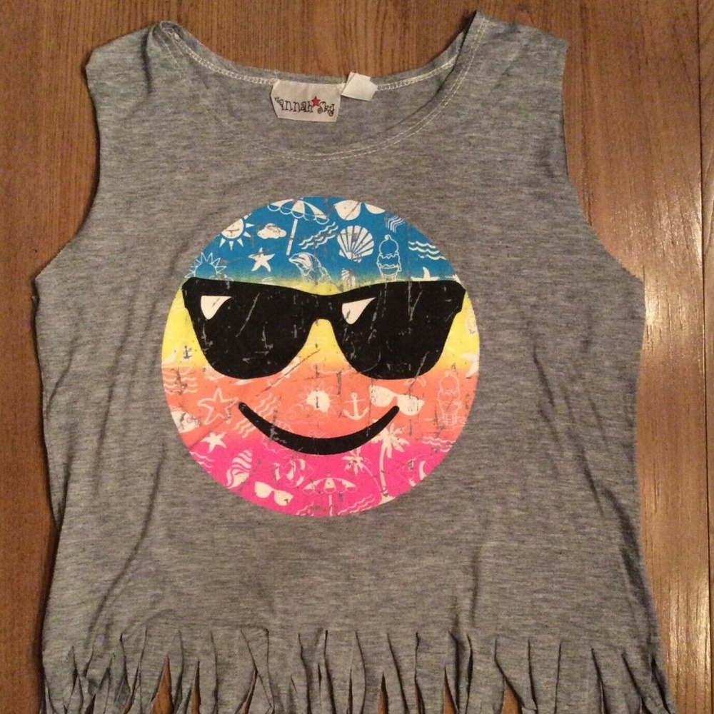 New Fringed Tank Top Hannah Sky Girls Child Large